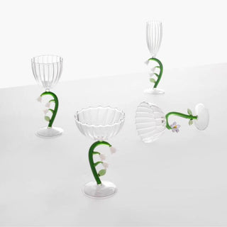 Ichendorf Botanica optical stemmed glass white flower by Alessandra Baldereschi - Buy now on ShopDecor - Discover the best products by ICHENDORF design