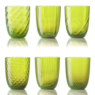 Nason Moretti Idra set 6 water glasses different texture Nason Moretti Acid green - Buy now on ShopDecor - Discover the best products by NASON MORETTI design