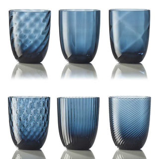 Nason Moretti Idra set 6 water glasses different texture Nason Moretti Air force blue - Buy now on ShopDecor - Discover the best products by NASON MORETTI design