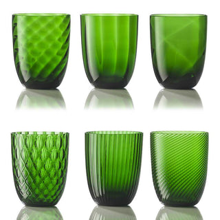 Nason Moretti Idra set 6 water glasses different texture Nason Moretti Green - Buy now on ShopDecor - Discover the best products by NASON MORETTI design