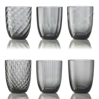 Nason Moretti Idra set 6 water glasses different texture Nason Moretti Grey - Buy now on ShopDecor - Discover the best products by NASON MORETTI design