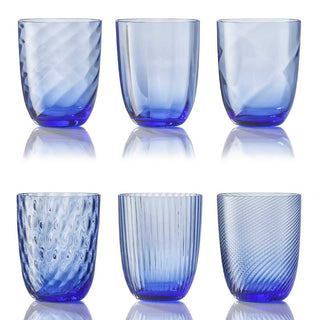 Nason Moretti Idra set 6 water glasses different texture Nason Moretti Light blue - Buy now on ShopDecor - Discover the best products by NASON MORETTI design