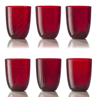 Nason Moretti Idra set 6 water glasses different texture Nason Moretti Red - Buy now on ShopDecor - Discover the best products by NASON MORETTI design