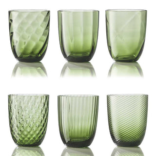 Nason Moretti Idra set 6 water glasses different texture Nason Moretti Soraya green - Buy now on ShopDecor - Discover the best products by NASON MORETTI design