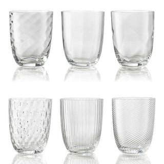 Nason Moretti Idra set 6 water glasses different texture Transparent - Buy now on ShopDecor - Discover the best products by NASON MORETTI design