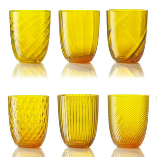 Nason Moretti Idra set 6 water glasses different texture Nason Moretti yellow - Buy now on ShopDecor - Discover the best products by NASON MORETTI design
