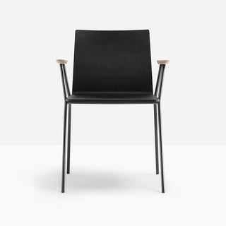 Pedrali Osaka Metal 5712 black aniline ash armchair with black legs - Buy now on ShopDecor - Discover the best products by PEDRALI design