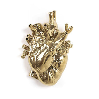 Seletti Love In Bloom gold heart vase in porcelain - Buy now on ShopDecor - Discover the best products by SELETTI design